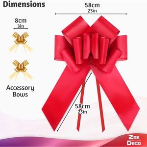Zoe Deco Big Car Bow (Red, 23 inch), Giant Birthday Bow, Huge Car Bow